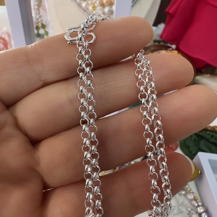 丽***丽颈饰淡水珍珠银S925镶嵌配件链子