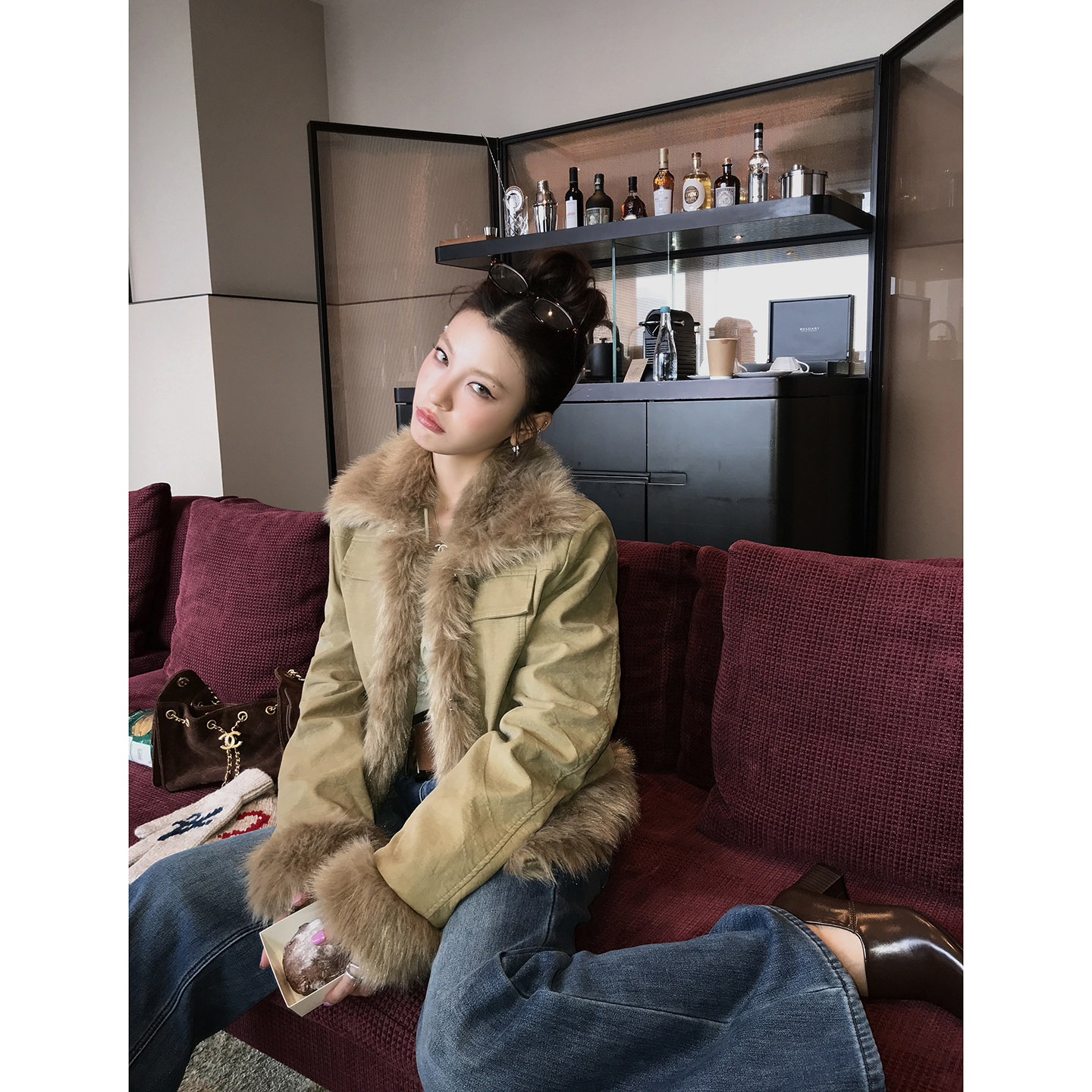 【约克冬游记】毛毛领夹棉短款棉衣外套4721