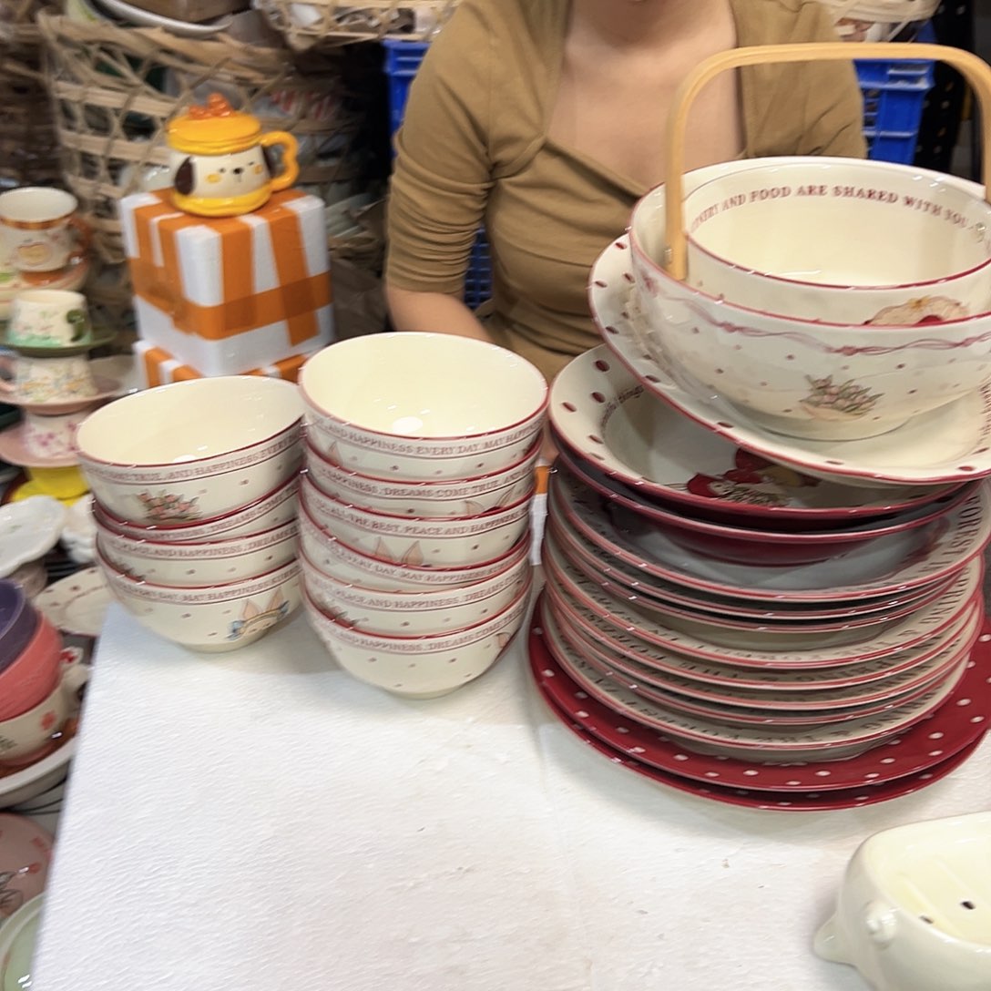 摆件潮州陶瓷工厂微瑕小碗5寸共25件