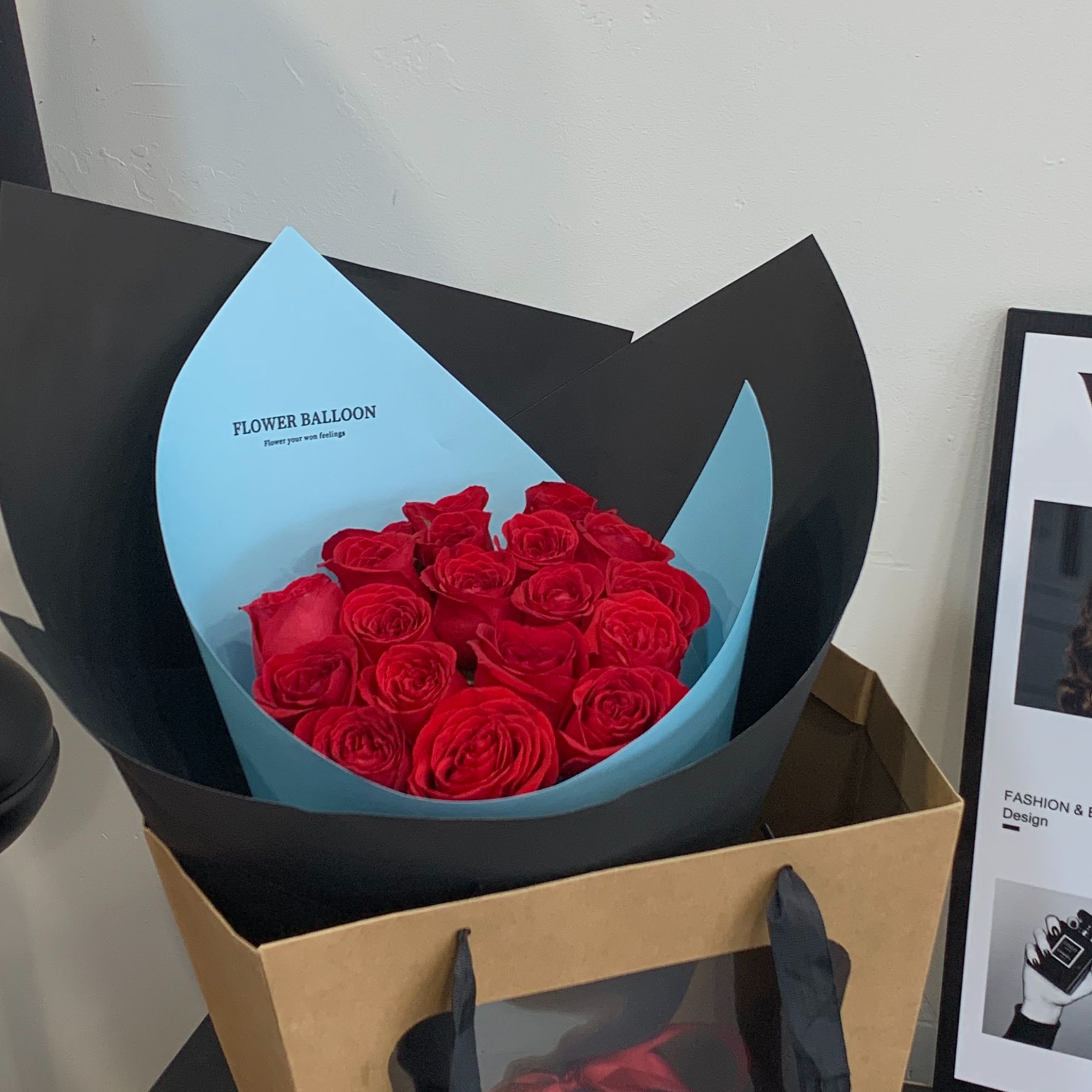 （唯爱）红玫瑰小众撞色花束