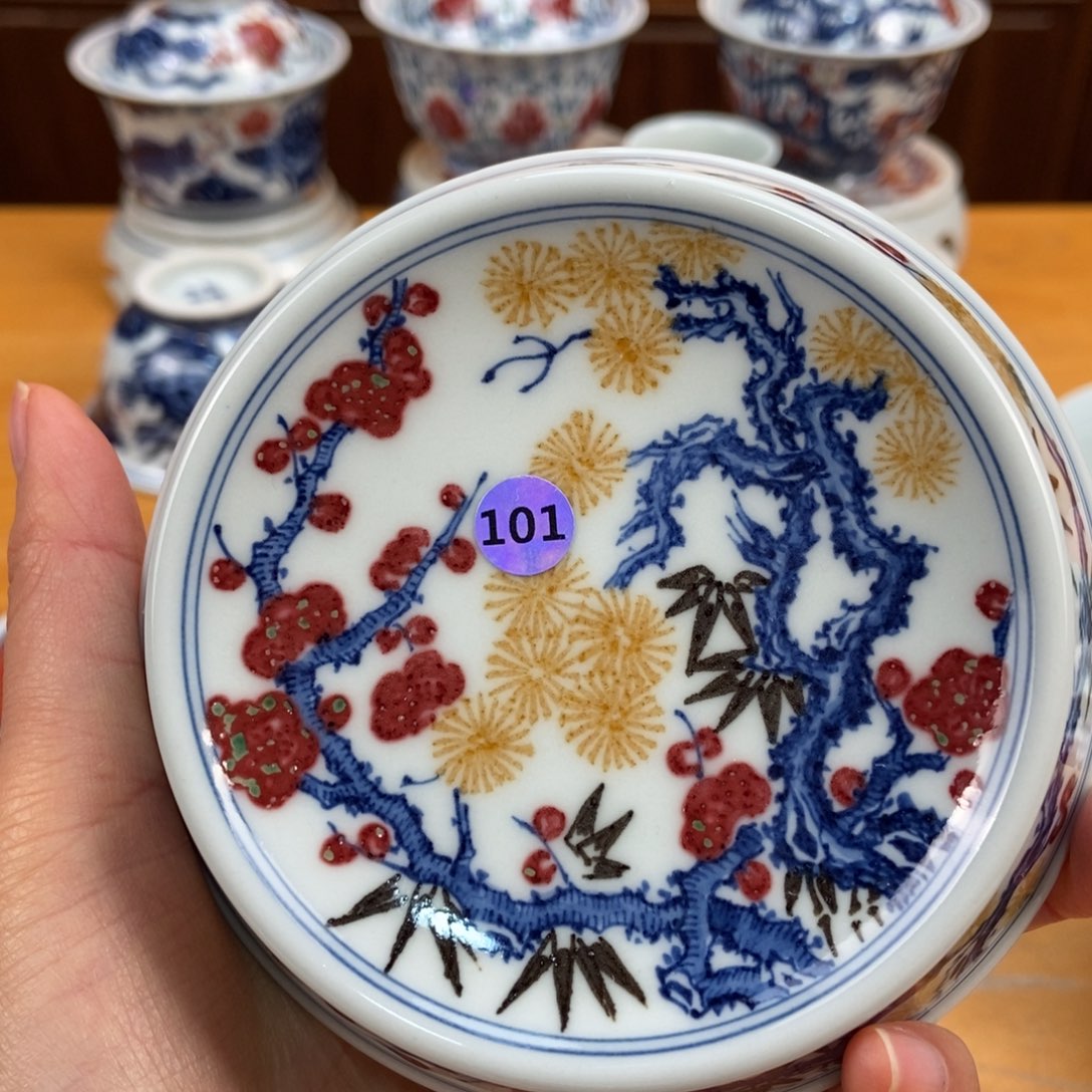 手绘现代茶具得古董幺***闹