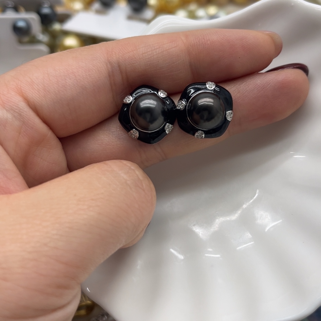海水珍珠耳饰银S925镶嵌