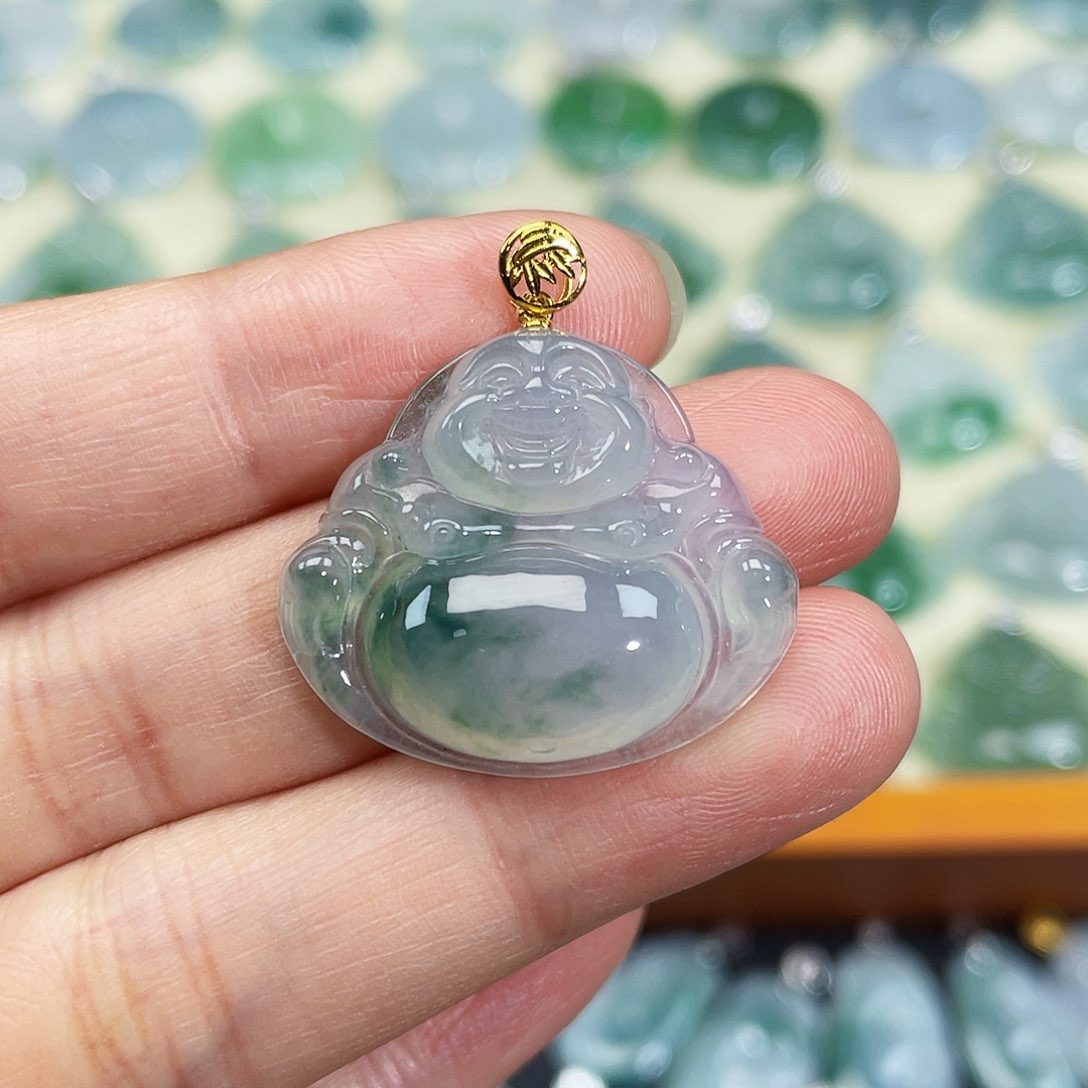 翡翠颈饰18K金镶嵌吊坠