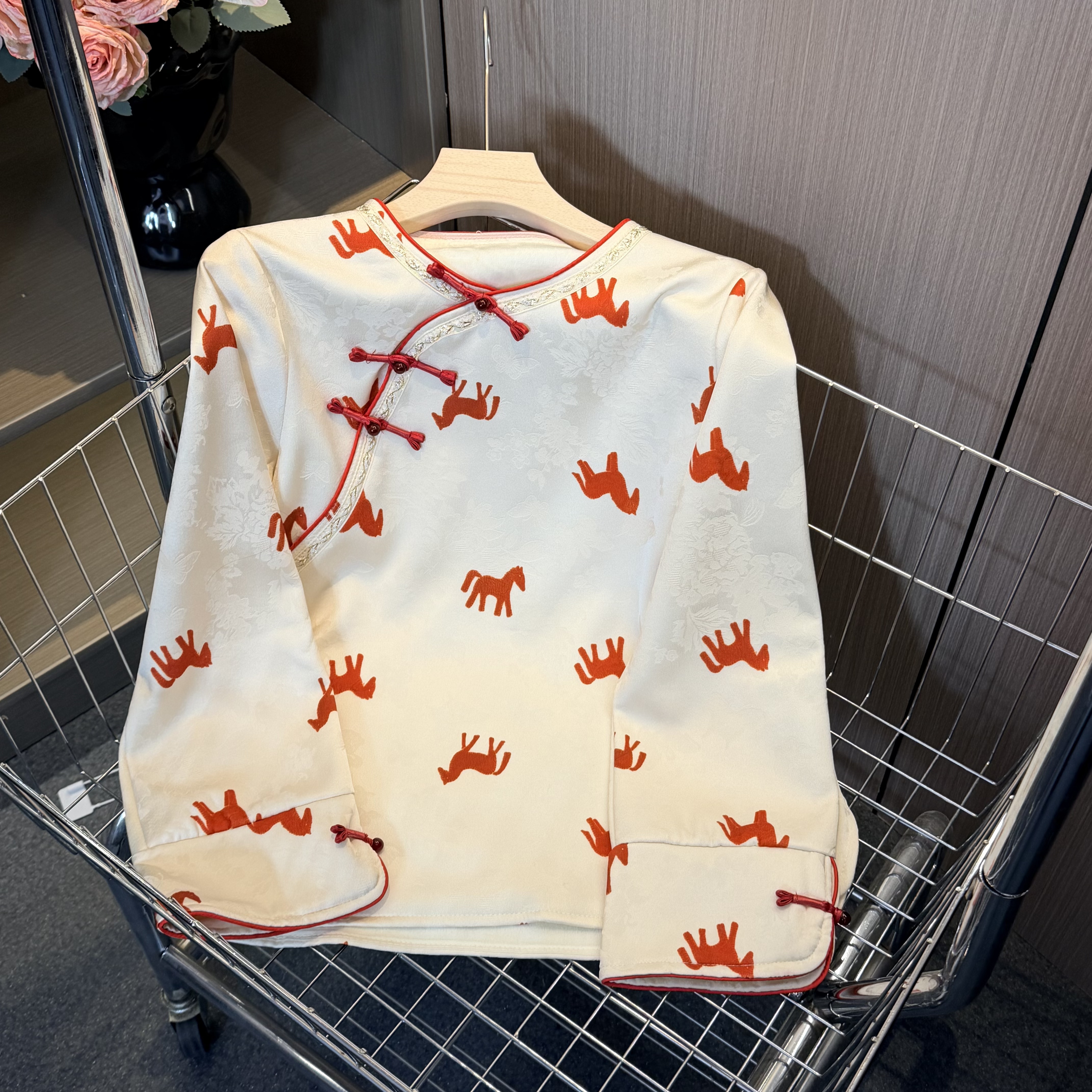 【骏马生花】冬季加绒红色小马新年新款显瘦洋气小衫女士上衣