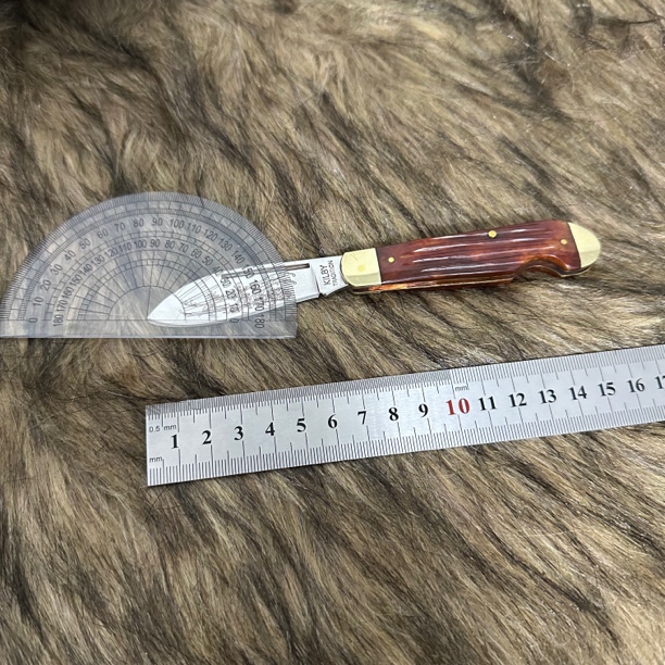 订单尾货美式复古咖色牛骨手柄庄园定制纪念款口袋刀