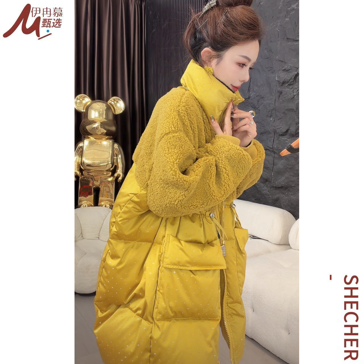 【伊冉慕严选】厚款保暖加厚中长款拼接羽绒服女装气质休闲24092