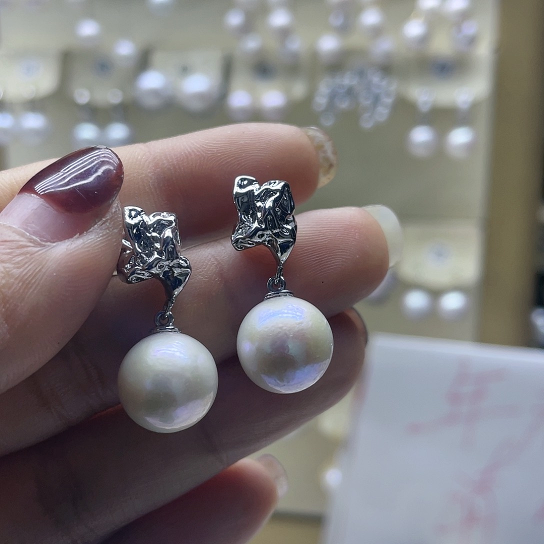 淡水珍珠耳饰银S925镶嵌
