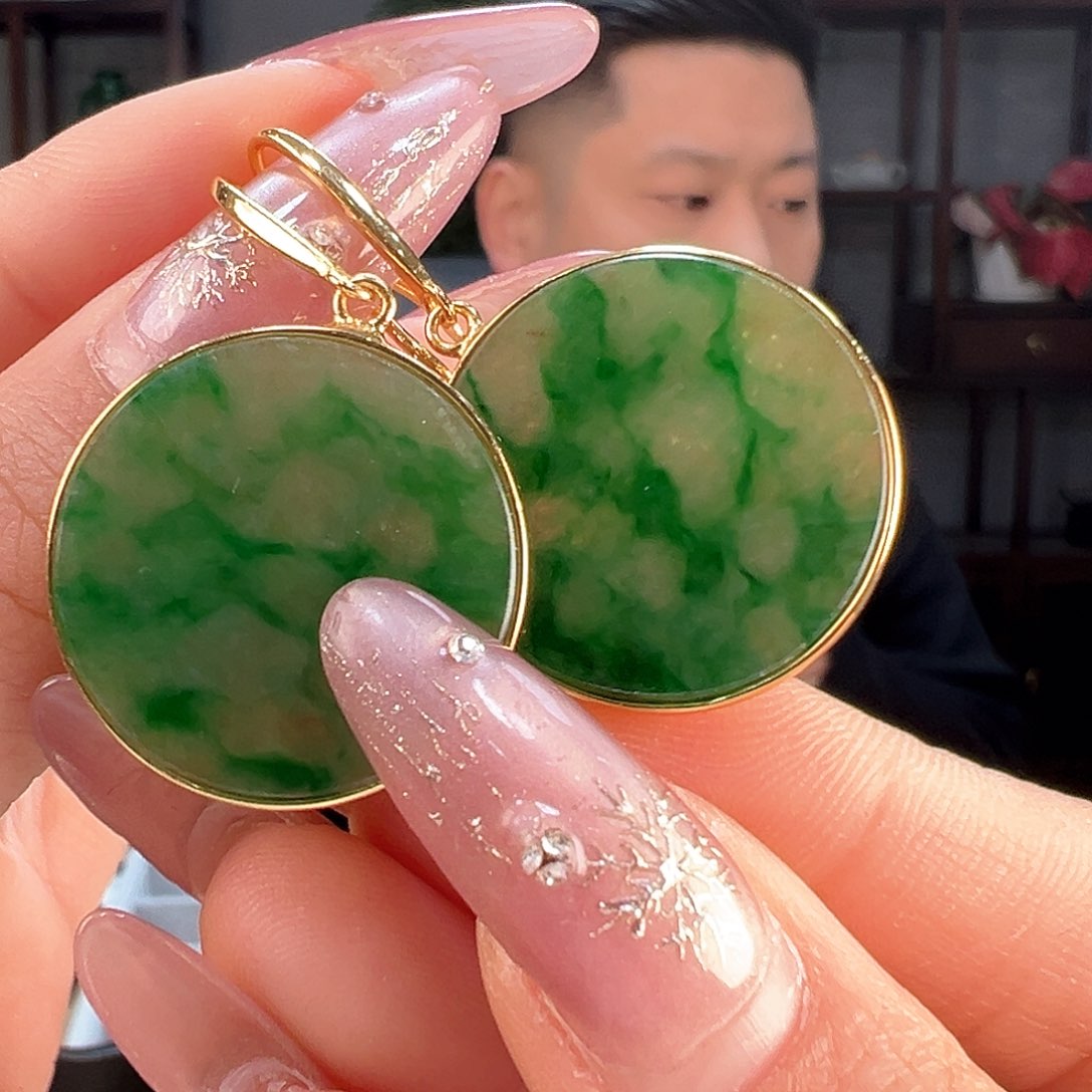 翡翠耳饰银S925镶嵌耳环11