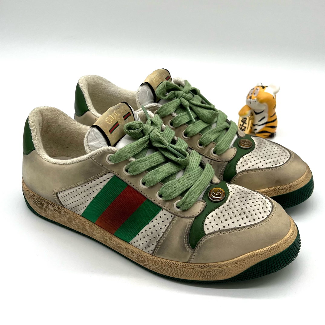 99新 GUCCI/古驰 经典灰绿脏脏鞋 做旧休闲板鞋 时尚 板鞋 多尺码