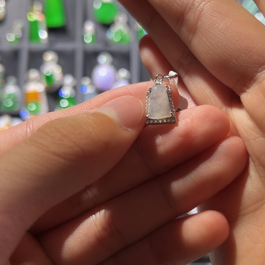 翡翠银S925镶嵌吊坠(不含链)