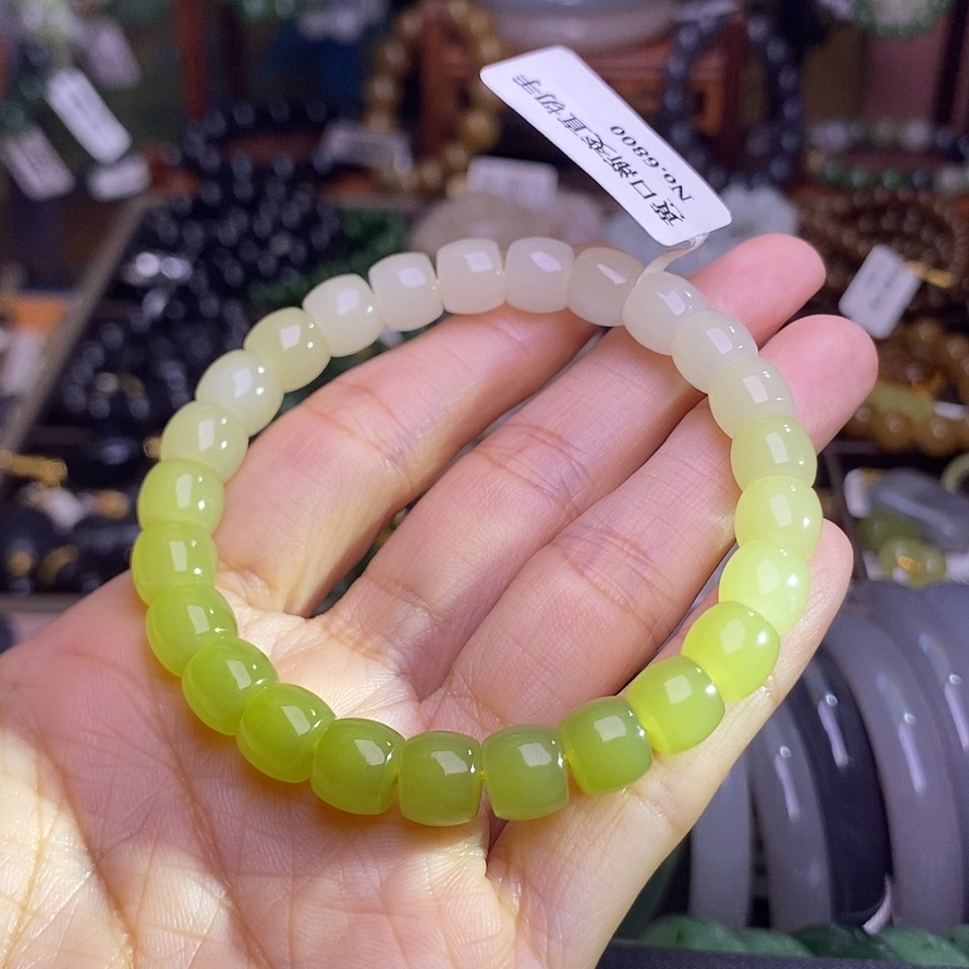 和田玉未镶嵌颈饰渐变色黄口手链老型珠约8