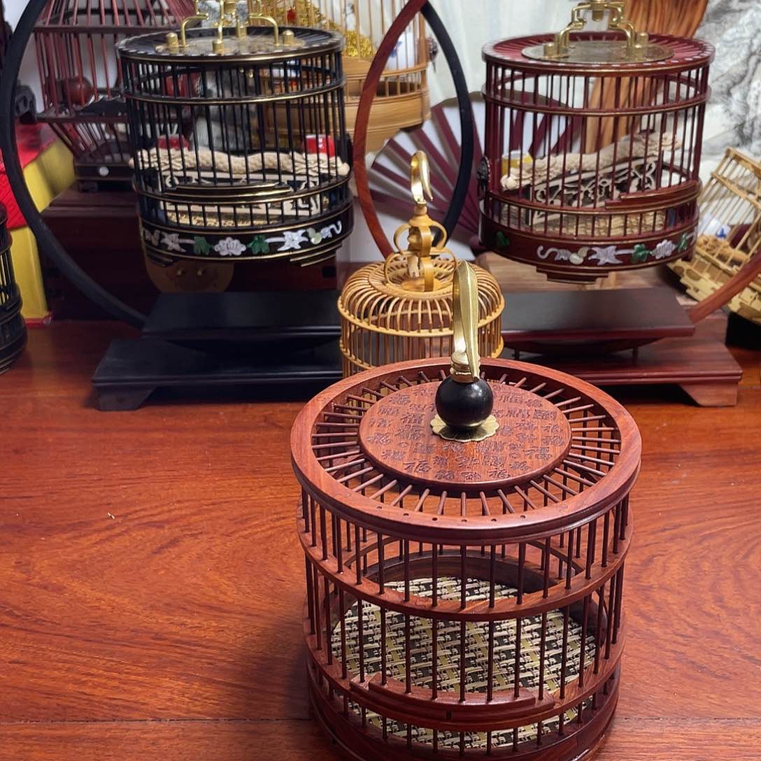 雪檀雕刻福字蝈蝈笼