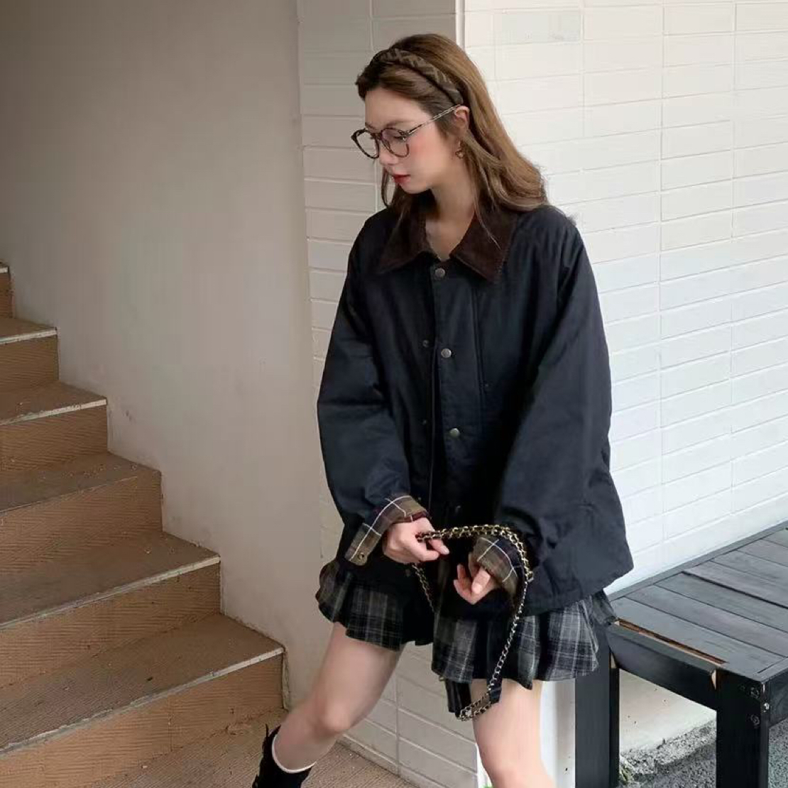 翻领短款ins长袖冬季英伦风学院风秋季女短外套百搭