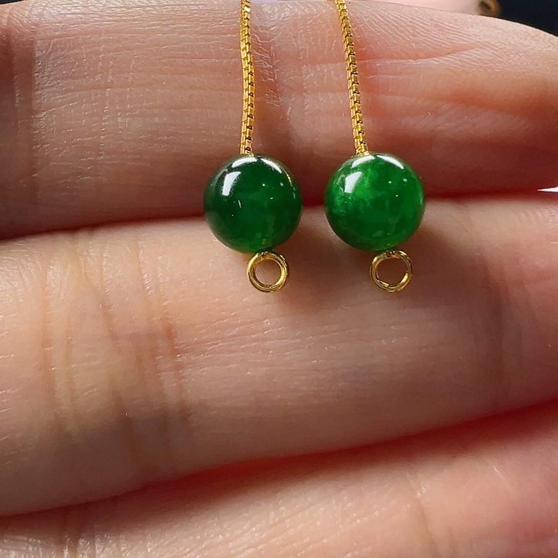 翡翠未镶嵌颈饰翡翠辣色圆珠卡5.9