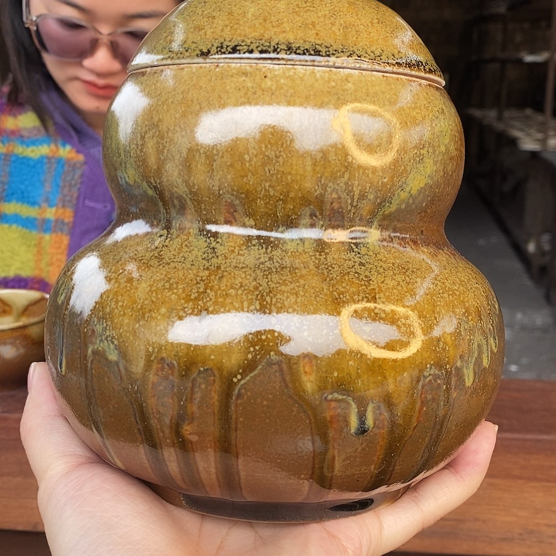 陶窑宝葫芦茶叶罐孤品啊啊啊啊高度16.5