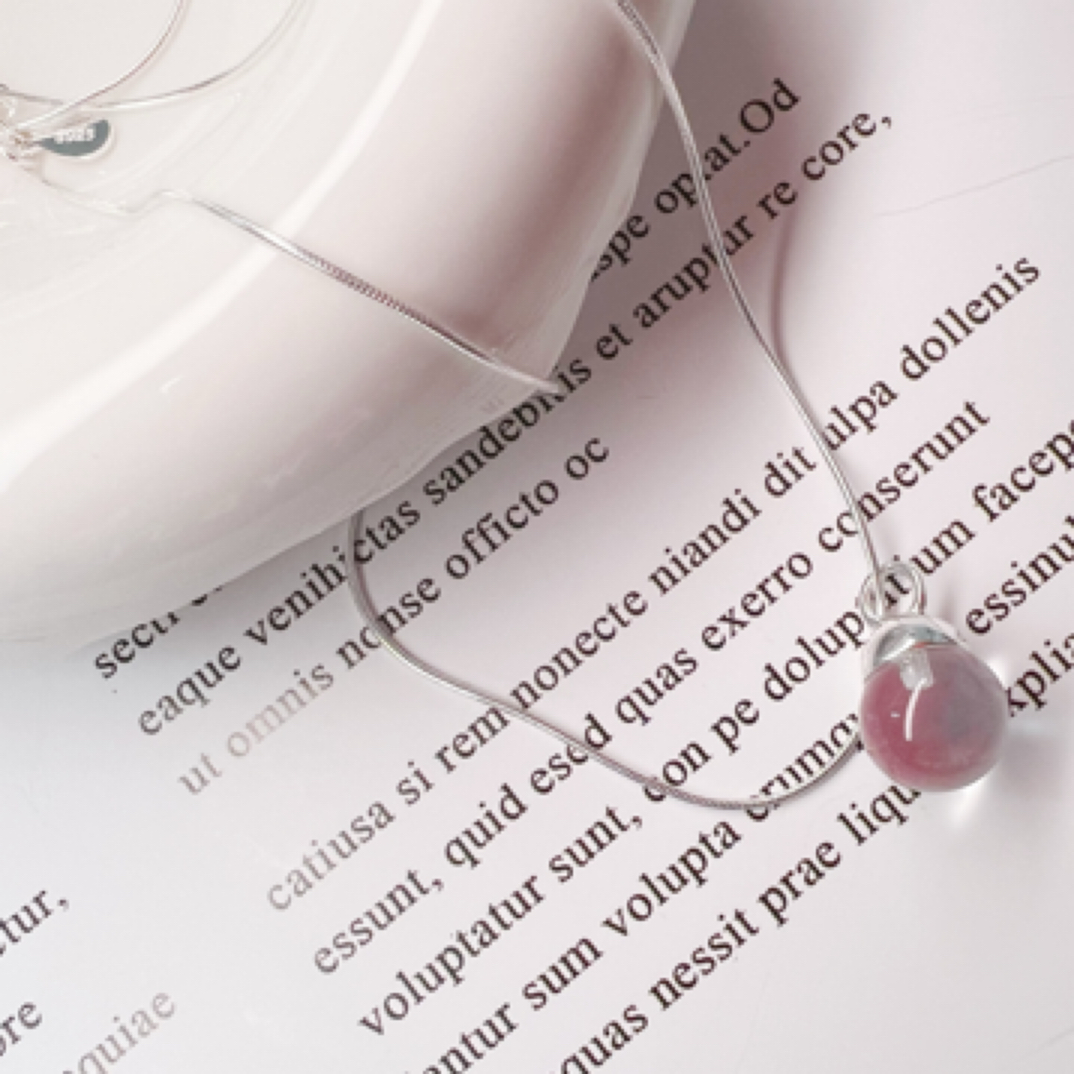 坠链均925银亚克力 日韩时尚百搭简约轻奢圆蛇骨球形银项链