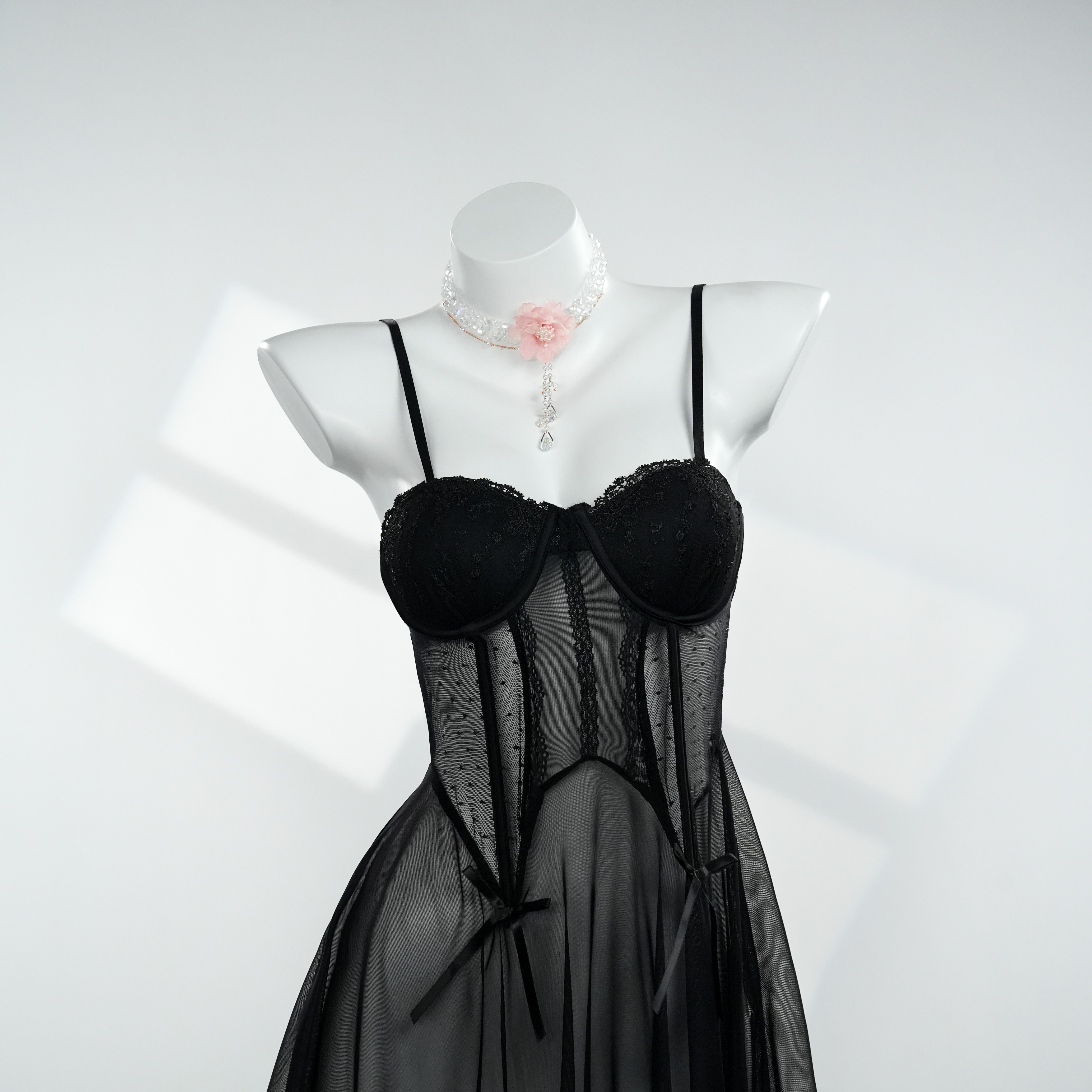 知音【90-220斤】法式性感气质显瘦镂空轻奢优雅大码睡裙 A5331