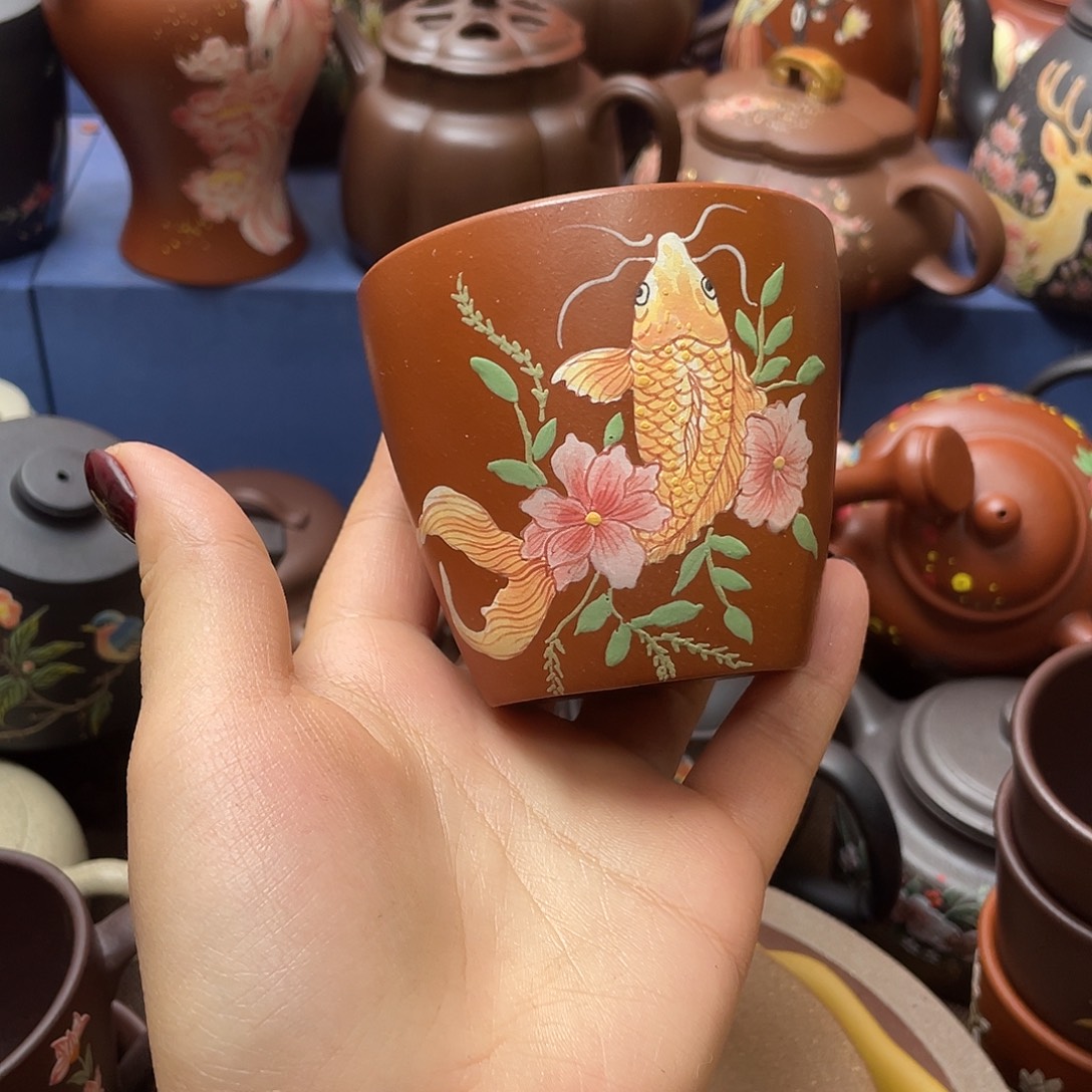 红泥茶杯紫砂主人杯150cc