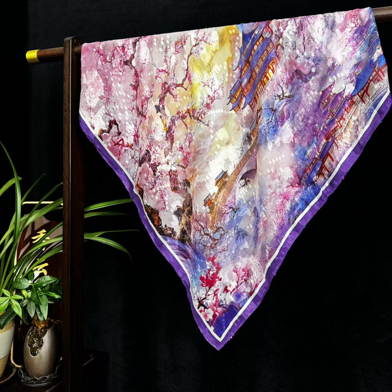 [桃源锦瑟]剪花方巾国风披肩丝巾70*70（005-A）