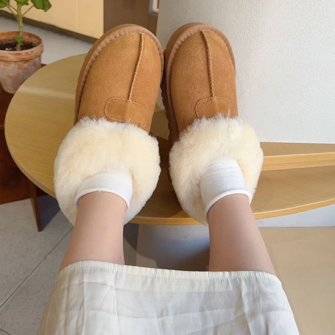 短筒塔次特羊毛毛口防滑通用冬季低帮时尚雪地靴雪地靴百搭厚底