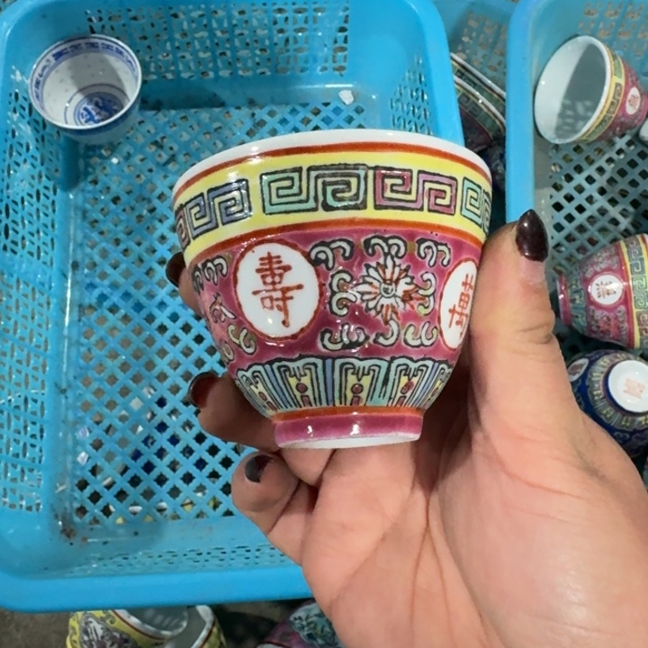 摆件红万寿无疆杯
