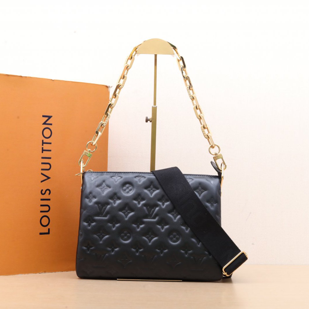 99新 LouisVuitton/路易威登 【黑黑】小号 26 黑色 皮革S 斜挎包