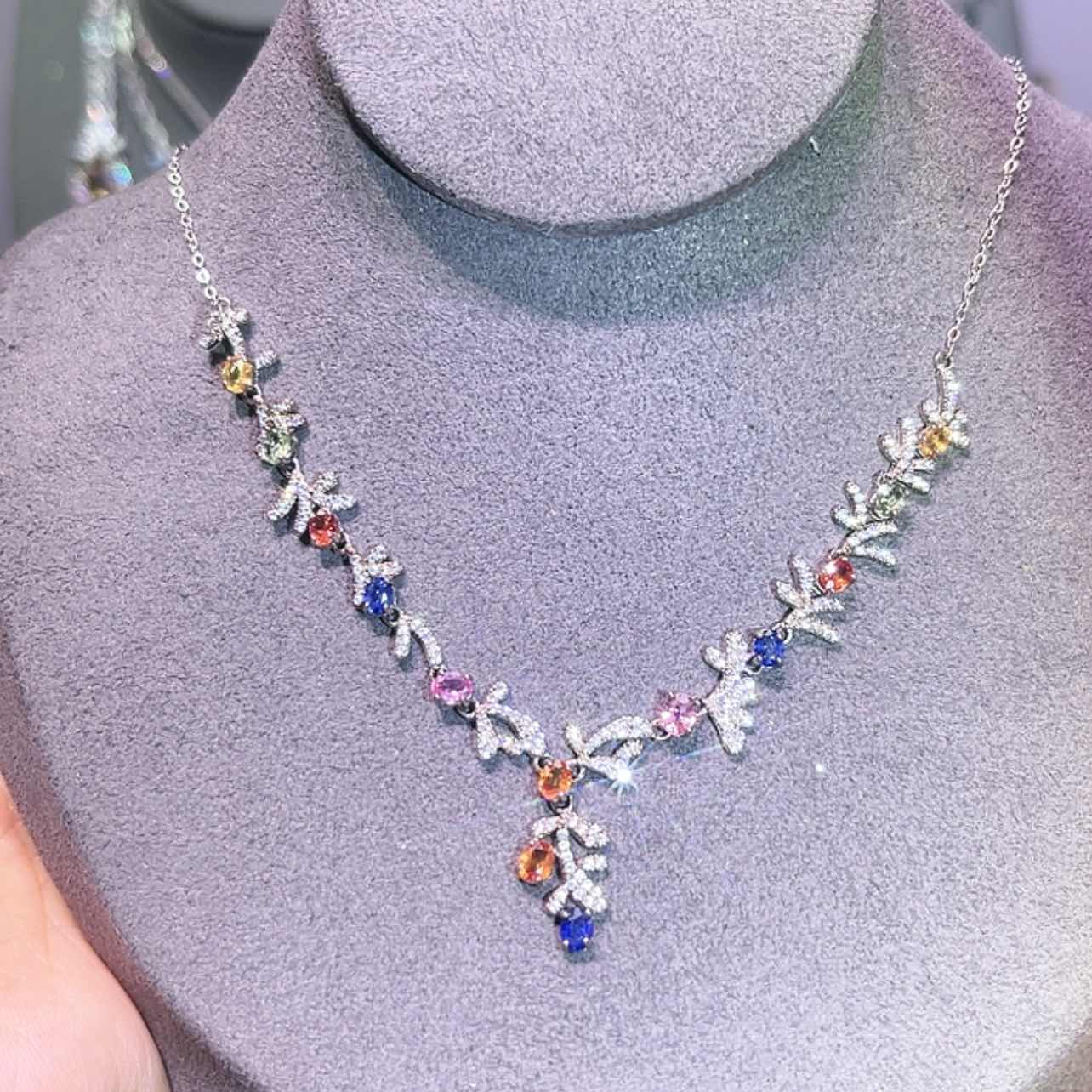 【闪购商品】彩色蓝宝石套链银S925镶嵌