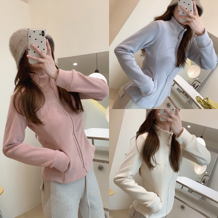 KG35lulu风摇粒绒修身显瘦立领打底内搭开衫