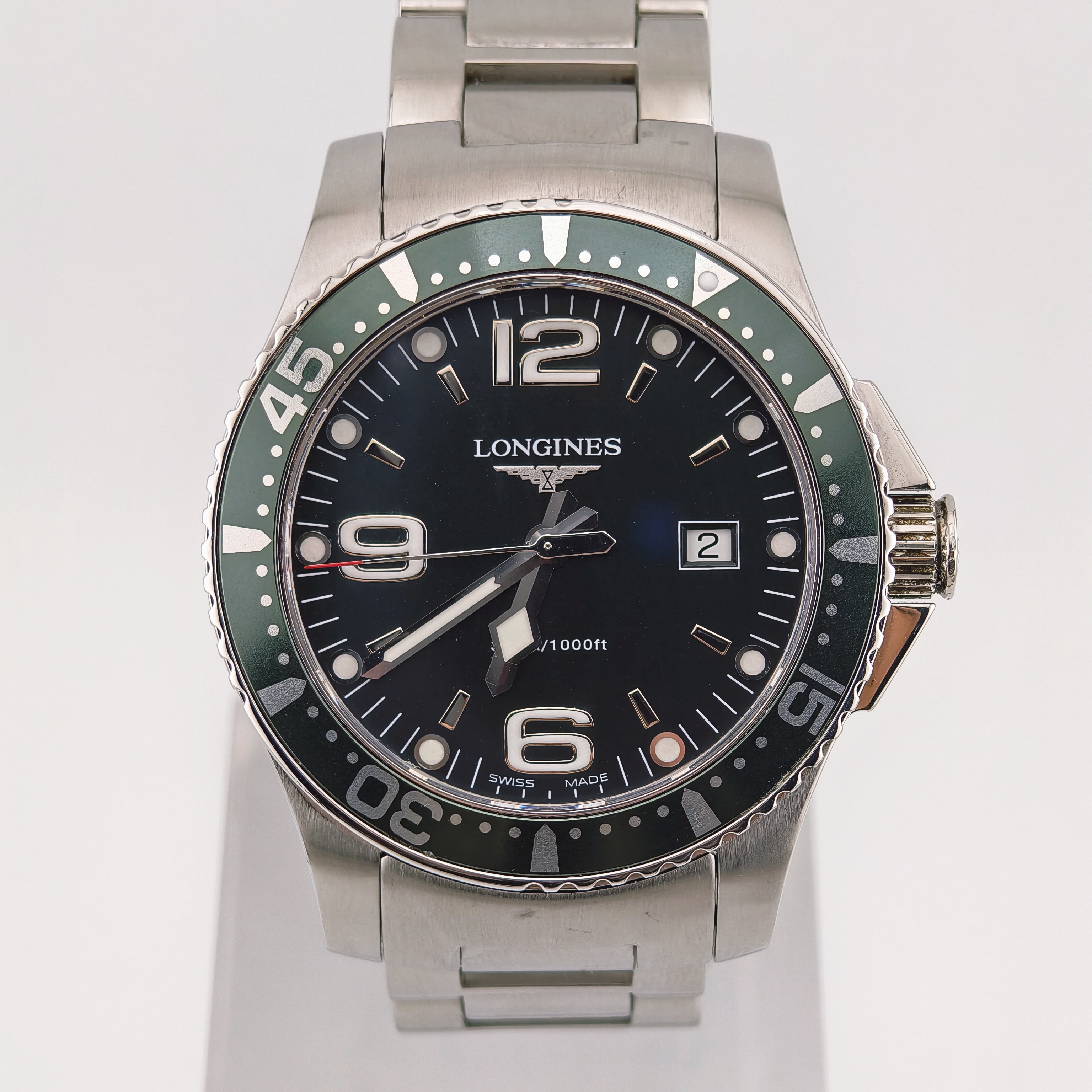 95新 Longines/浪琴 41盘/绿康铝圈/石英/男士腕表