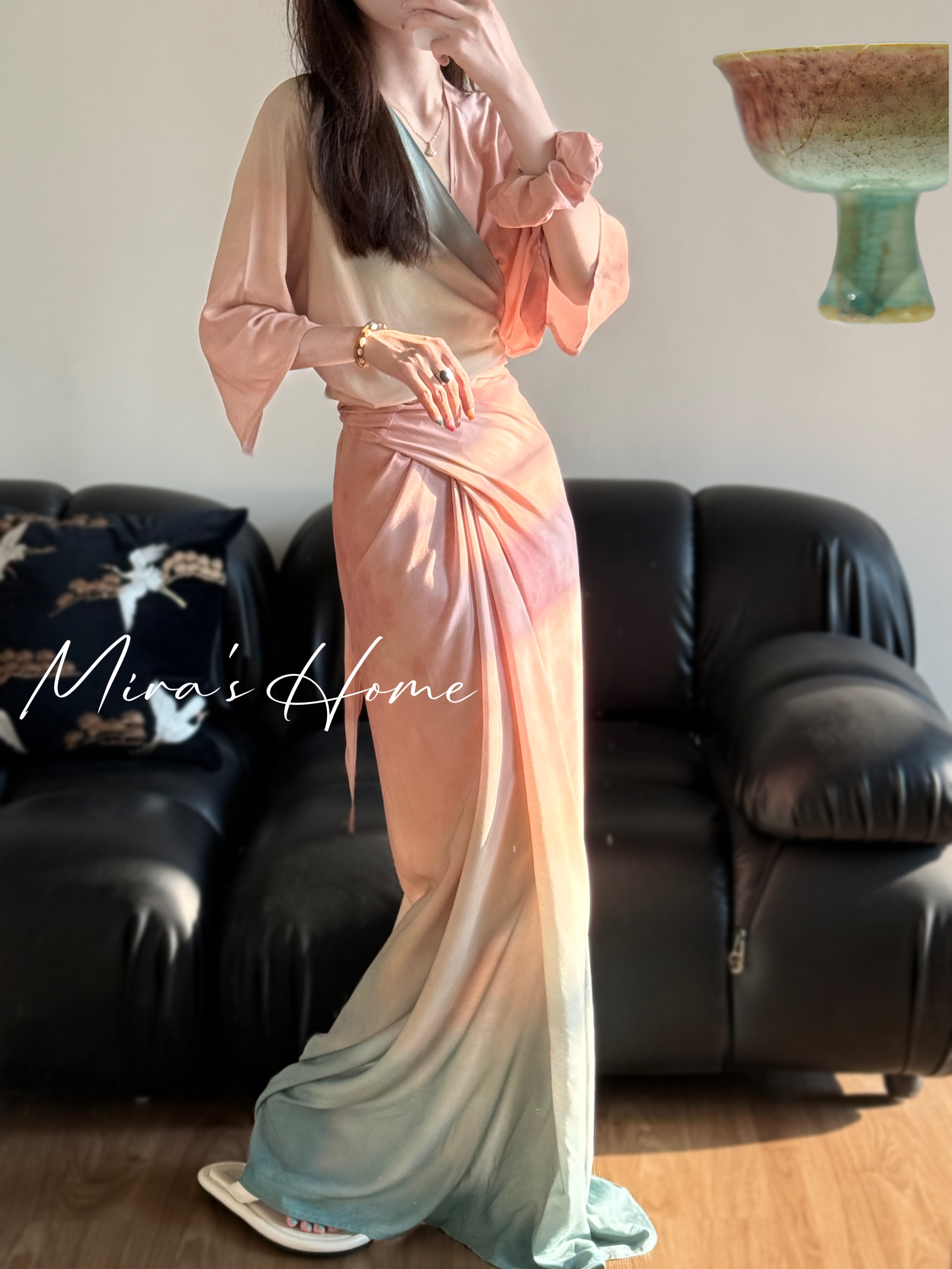 【裹系裙中袖款】丨Mira家 夏季休闲高级时尚洋气棉绸裙