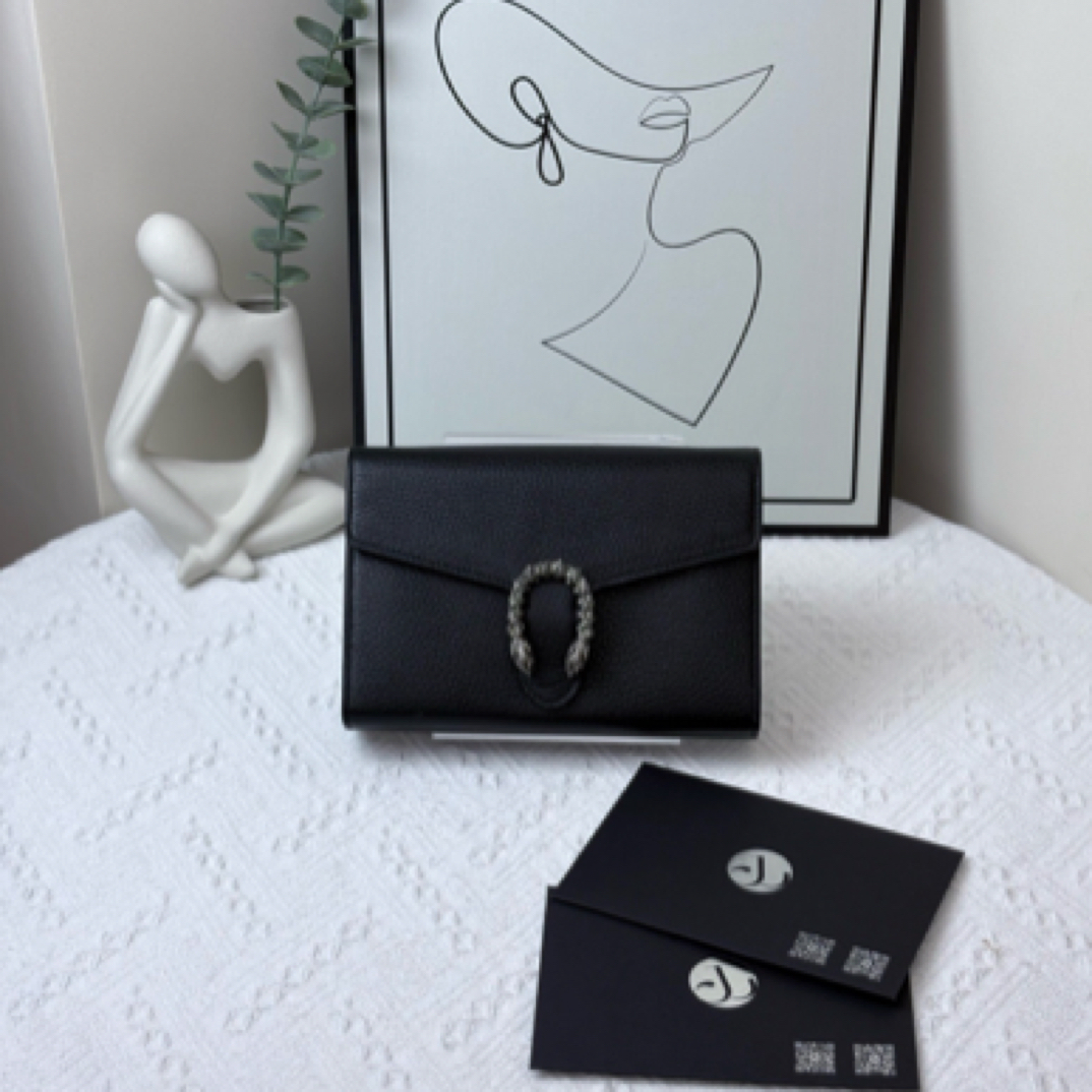 95新 GUCCI/古驰 酒神钻扣WOC 黑/JW4763