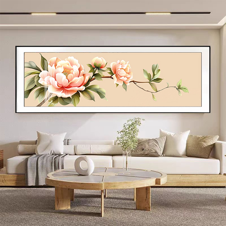 禧洋洋新款牡丹争艳44色满绣线绣客厅diy刺绣国潮牡丹花十字绣