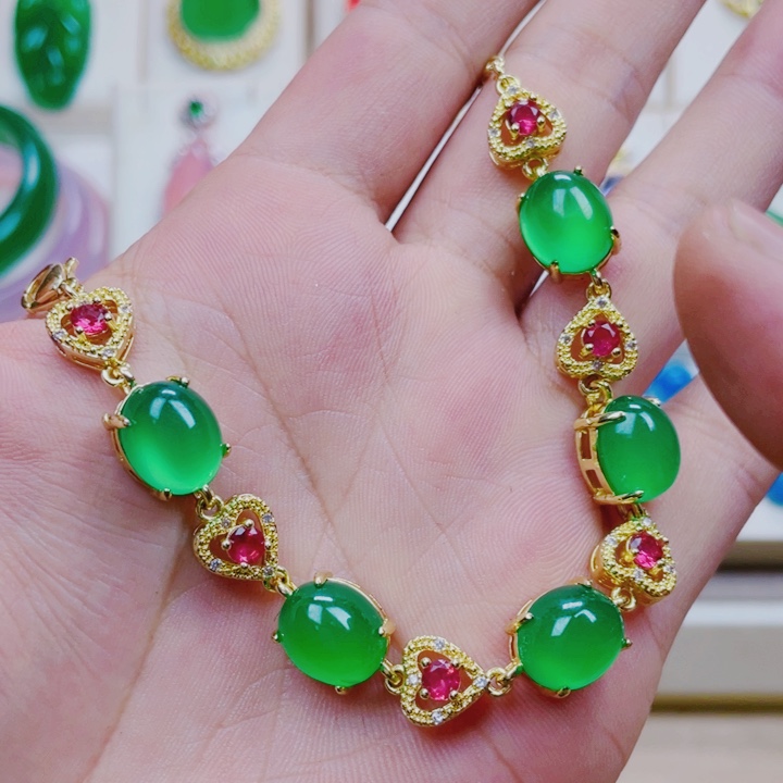 玛瑙/玉髓手链合金爱心手链