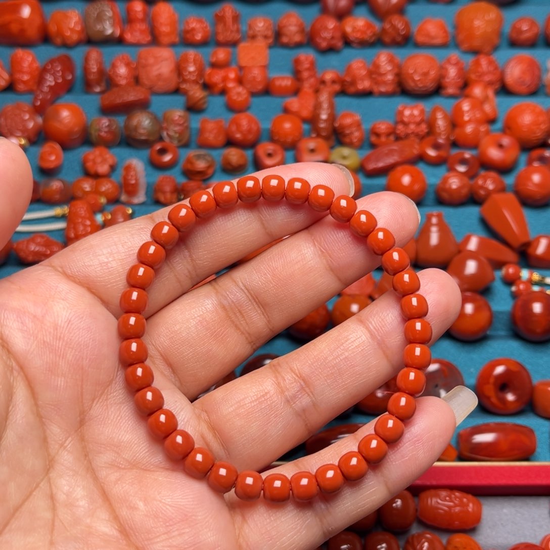南红玛瑙配饰未镶嵌精工老型手串卡5.7mm