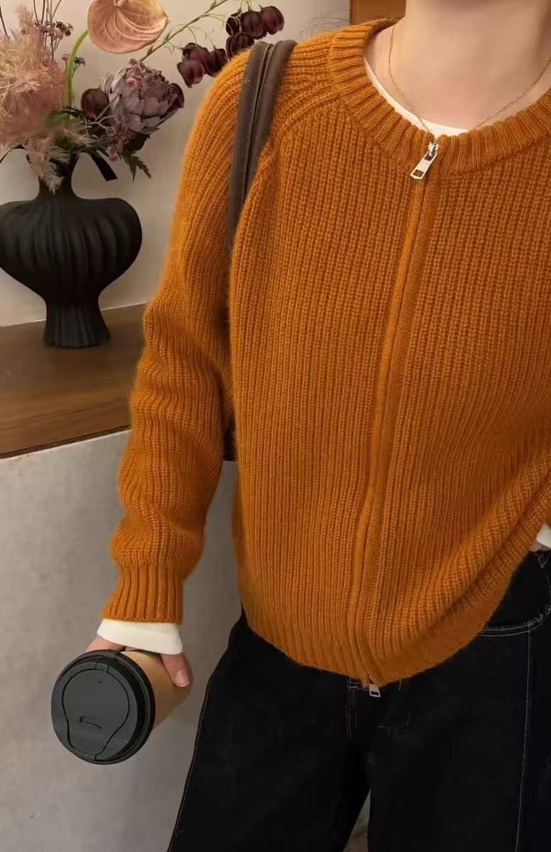 七言家 巨软！南瓜橙双拉链毛衣开衫2