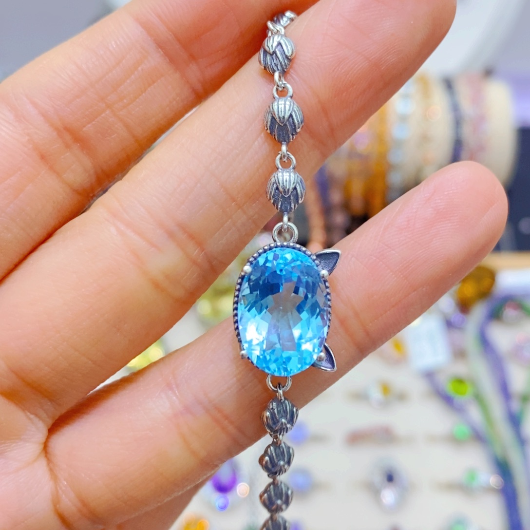 托帕石手链银S925镶嵌