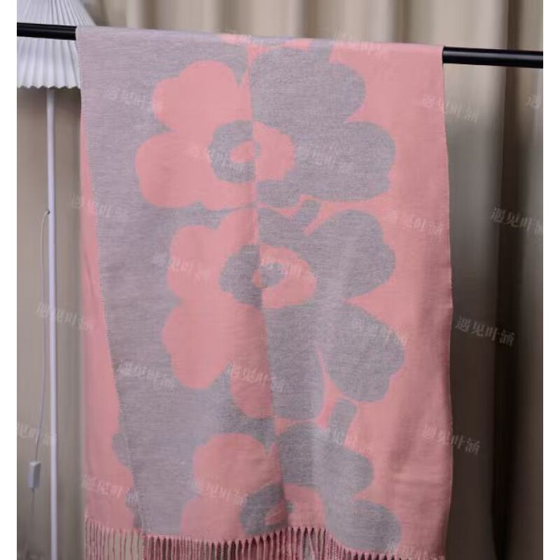 QD002粉绒花织（70*180）女士围巾