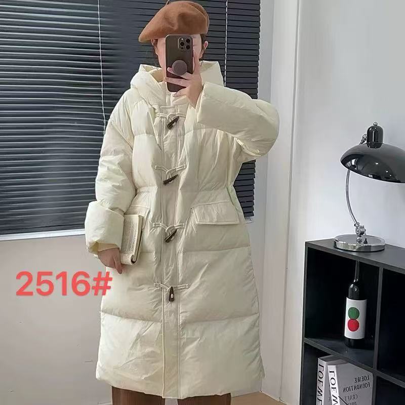 2516常规款连帽极简风长款保暖百搭秋冬休闲羽绒服冬季女款