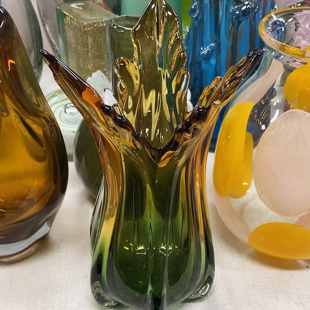 琉璃琥珀绿色双拼琉璃花瓶摆件28花瓶