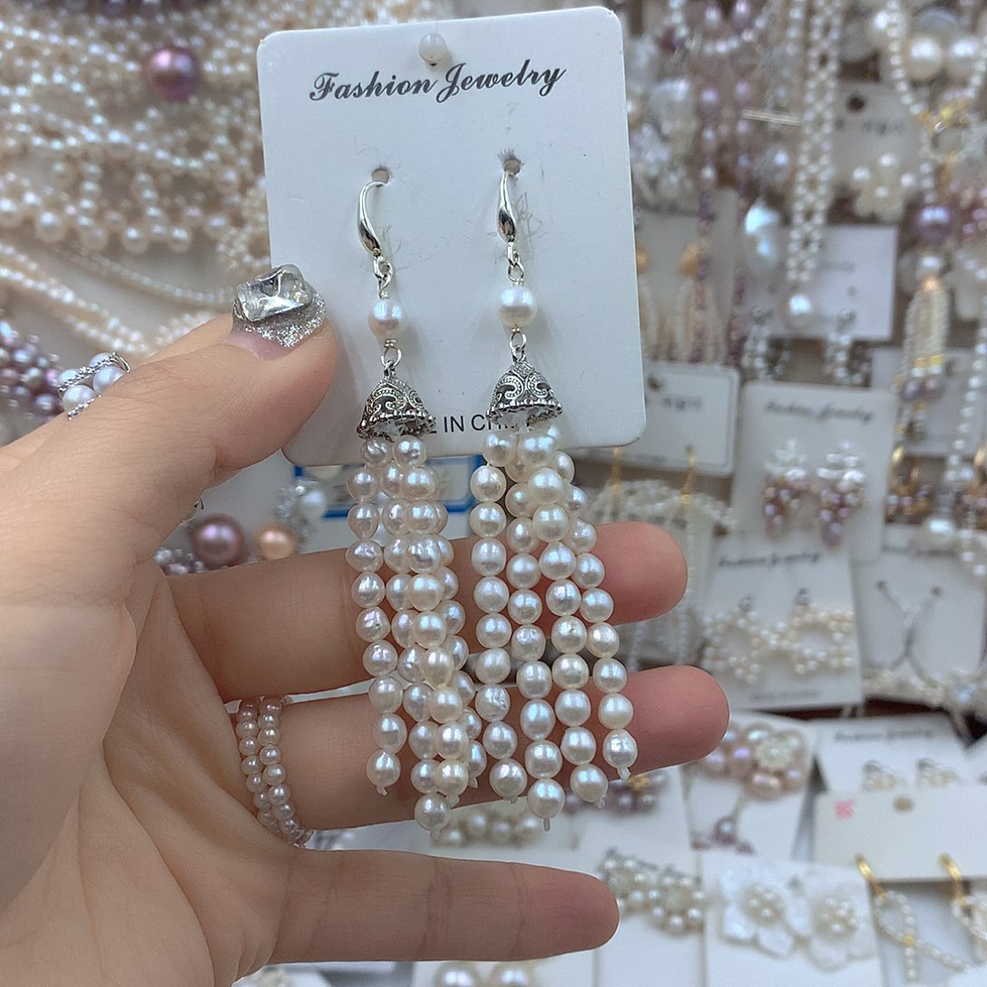 银S925镶嵌淡水珍珠耳饰