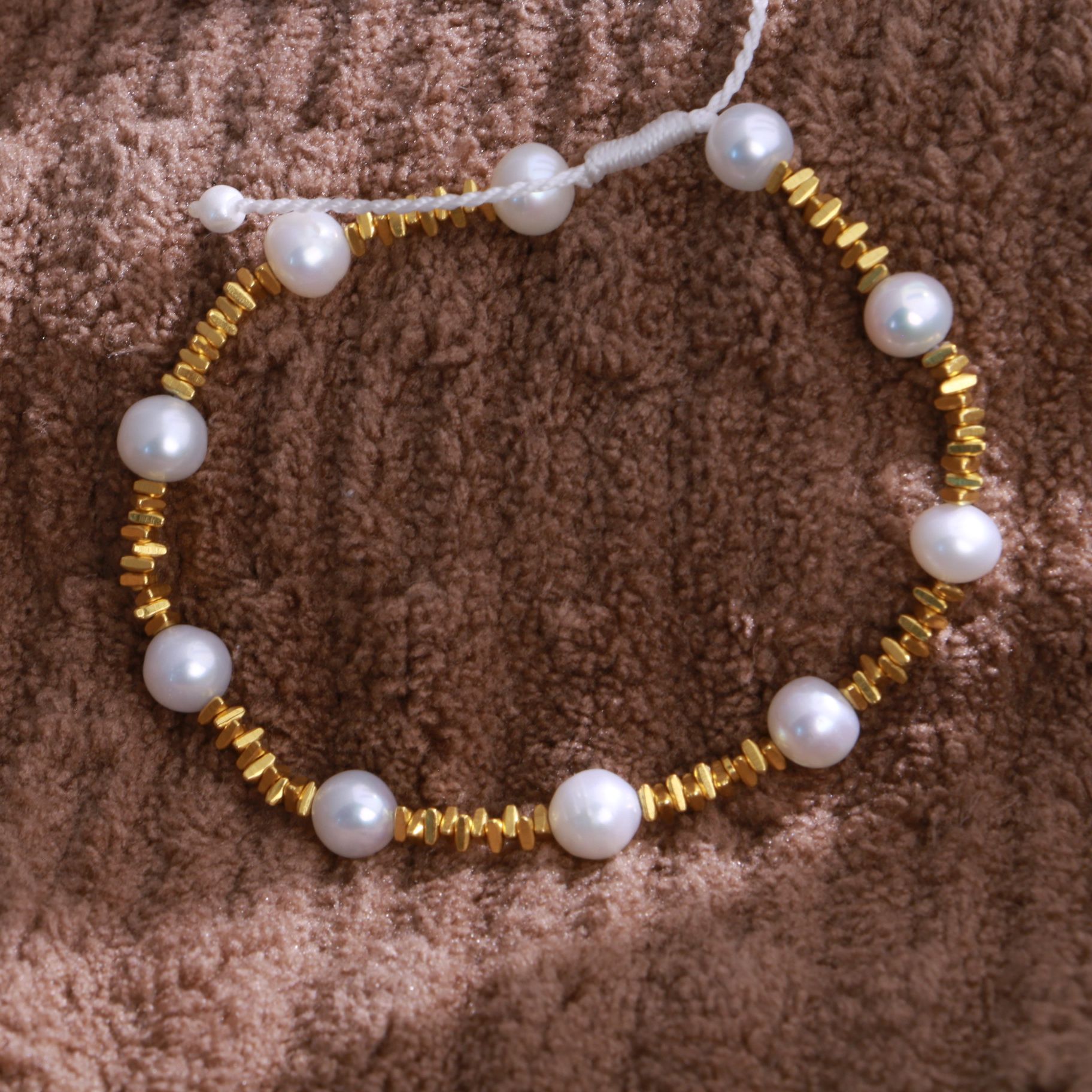 足金999黄金手链转运珠珍珠足金手串编织