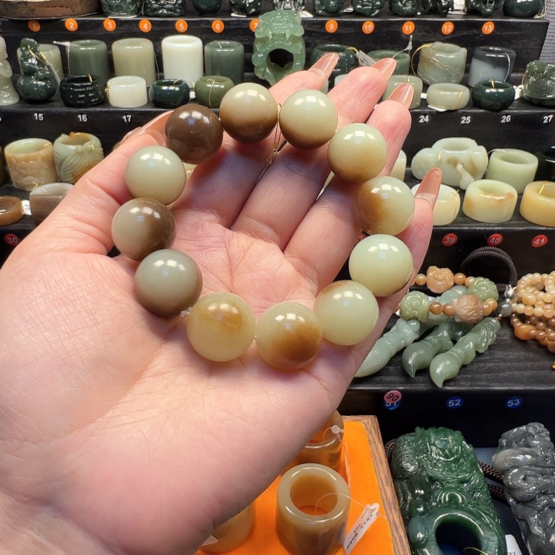 和田玉（糖玉）未镶嵌手链珠18