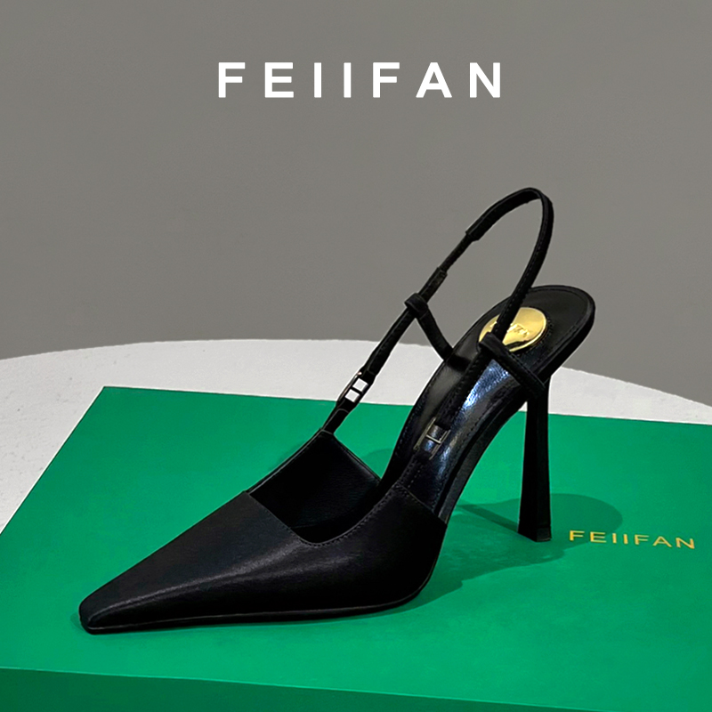 【现货】一字带凉鞋女2025夏季新款细跟外穿气质绝美黑色高跟鞋3852