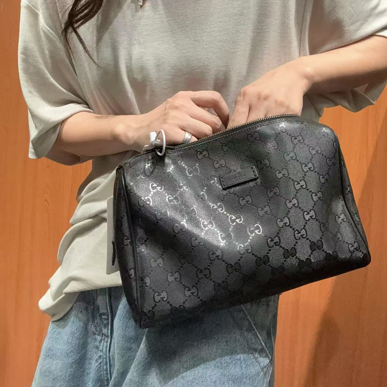 95新 GUCCI/古驰 【福利】 1MY222 水晶皮老花洗漱包