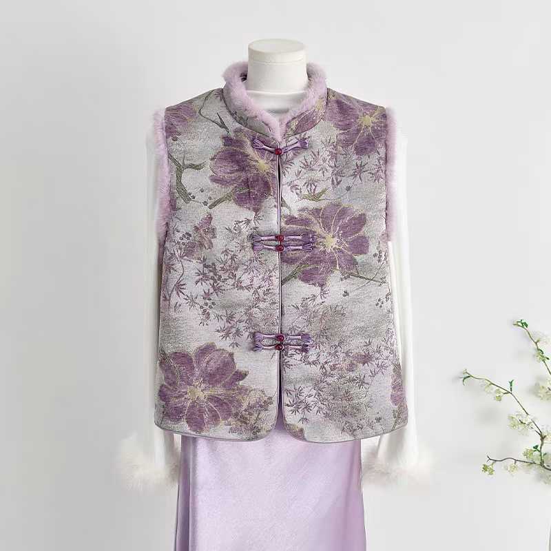 【紫荷】加棉马夹马甲保暖宽松舒适马夹女装新中式上衣百搭背心