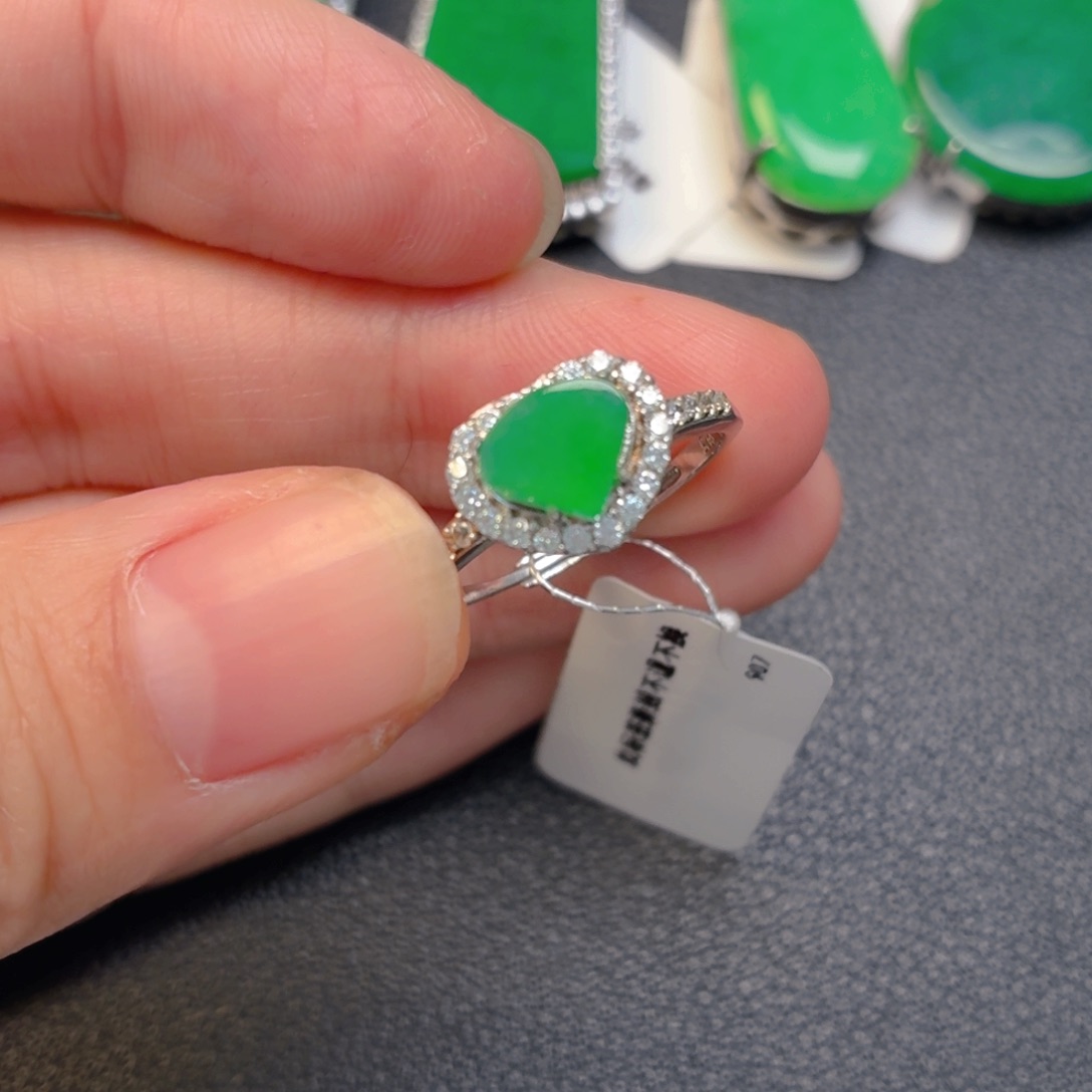 翡翠银S925镶嵌吊坠(不含链)戒指