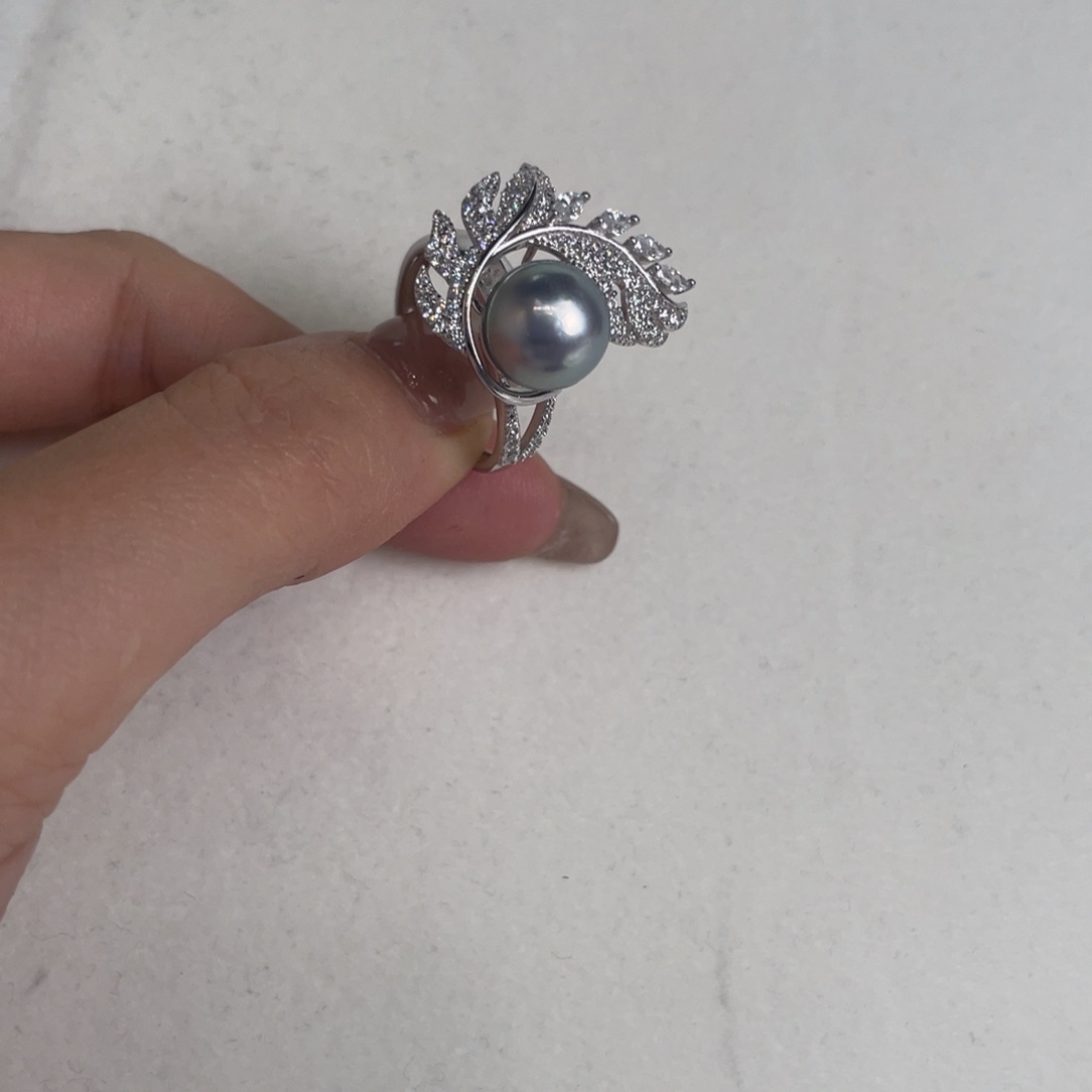 银S925镶嵌戒指海水珍珠