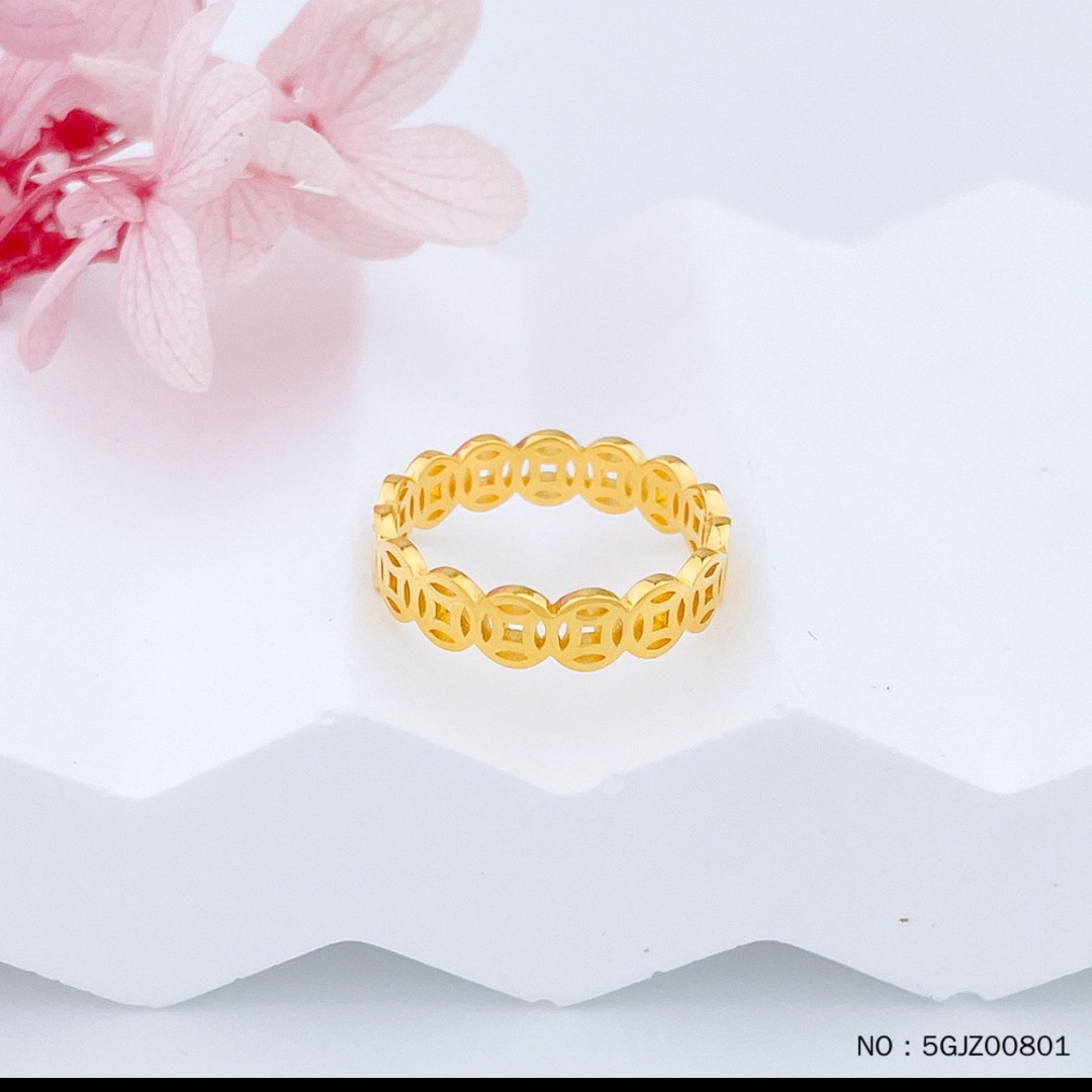 点哥黄金珠宝甄选足金钱多多戒圈16号