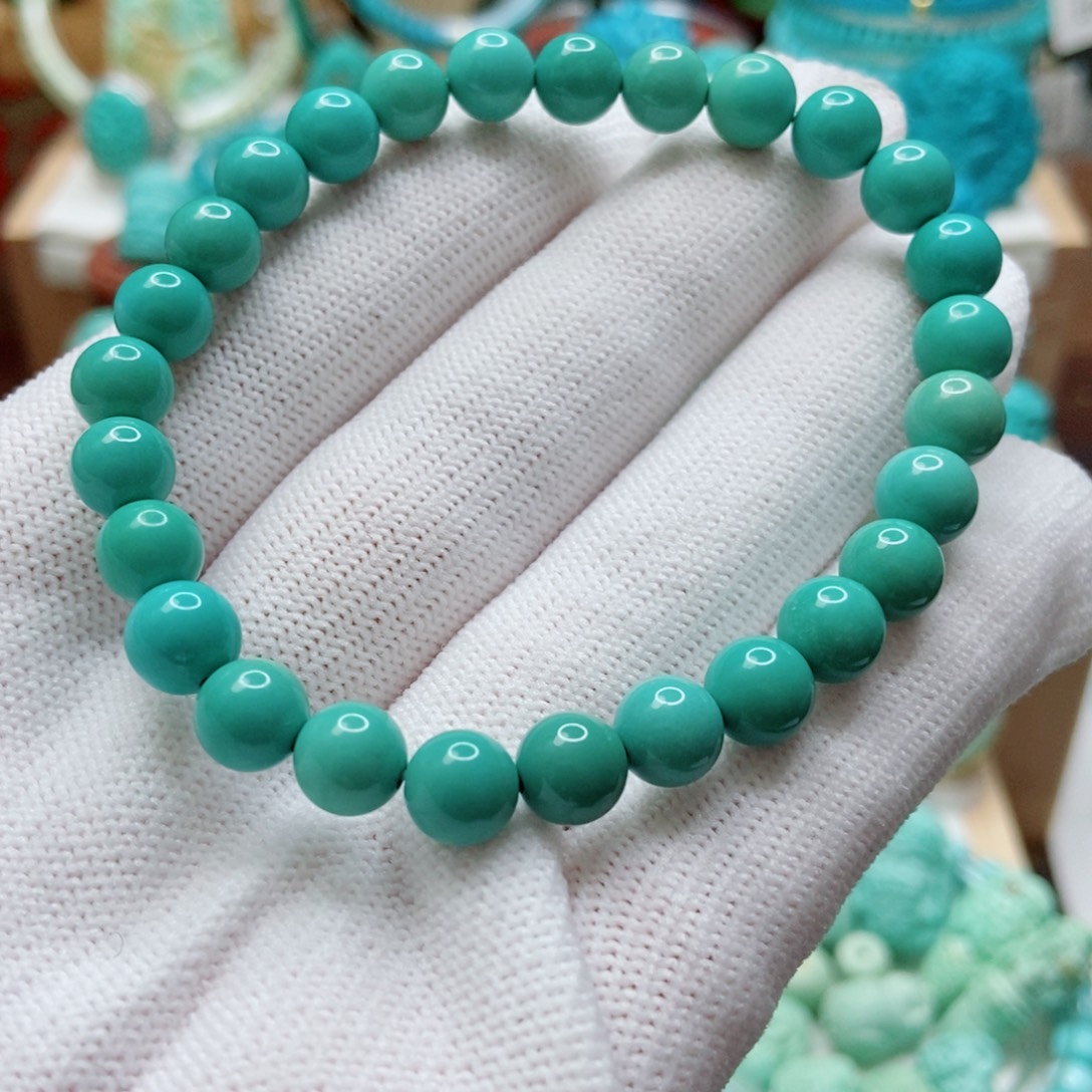 绿松石未镶嵌圆珠手串7m