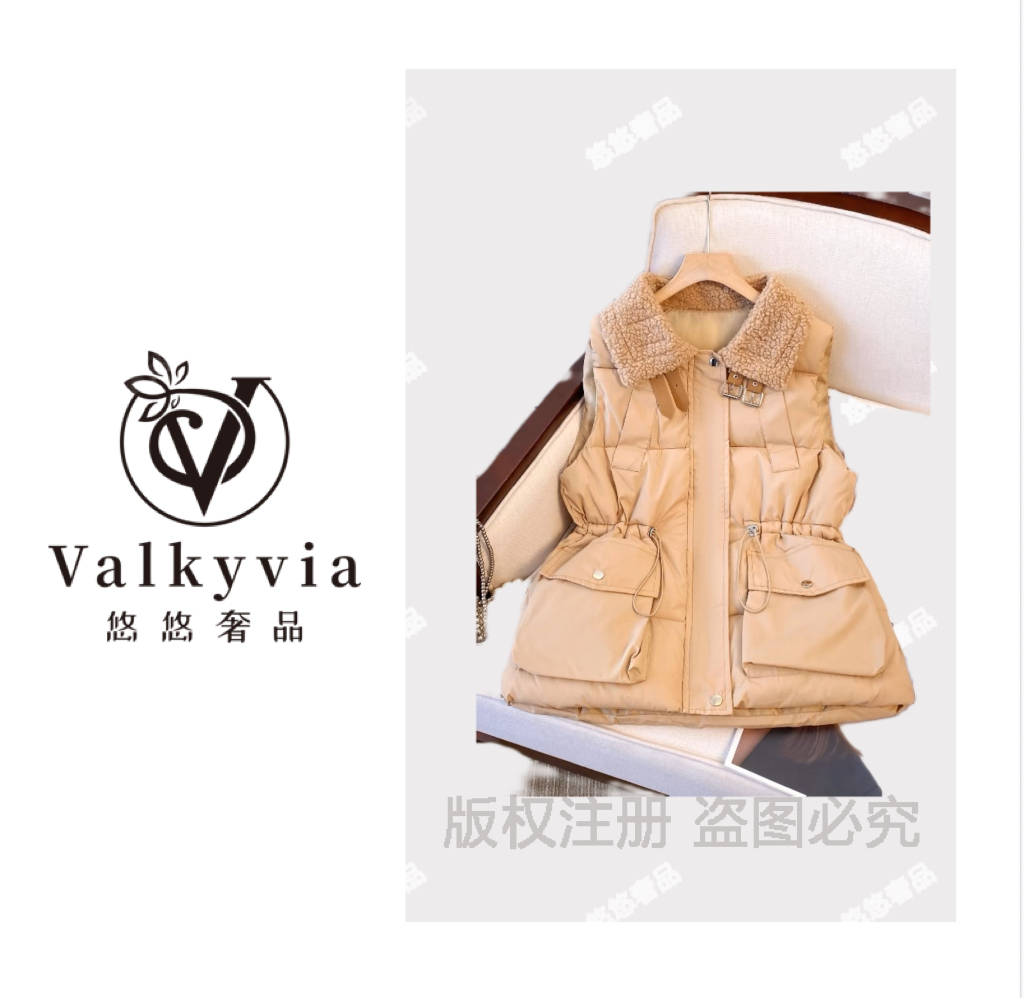 【Valkyvia/悠悠奢品】轻奢皮带翻领轻奢保暖时尚马甲女Y805